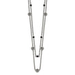 Stainless Steel Polished Black Onyx w/2in ext. Layered Necklace - Birthstone Company