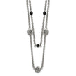 Stainless Steel Polished Black Onyx w/2in ext. Layered Necklace - Birthstone Company