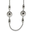 Stainless Steel Polished/Textured Black Onyx w/2in ext. Necklace - Birthstone Company