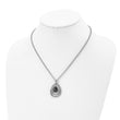 Stainless Steel Polished/Textured Black Onyx w/2in ext. Necklace - Birthstone Company