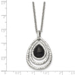 Stainless Steel Polished/Textured Black Onyx w/2in ext. Necklace - Birthstone Company