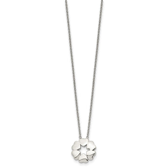 Stainless Steel Polished Flower Necklace - Birthstone Company