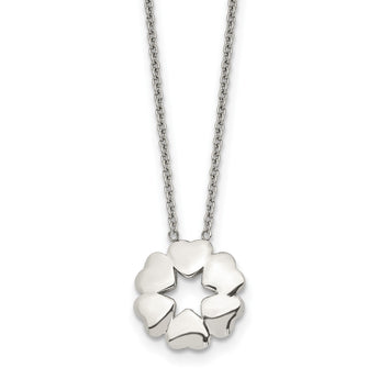 Stainless Steel Polished Flower Necklace - Birthstone Company