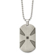 Stainless Steel Brushed .03ct Black Diamond Cross Dog Tag 24in Necklace - Birthstone Company