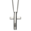 Chisel Stainless Steel Polished Black IP-plated .01 carat Diamond Cross Pendant on a 24 inch Curb Chain Necklace - Birthstone Company