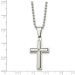 Chisel Stainless Steel Brushed and Polished .03 carat Diamond Cross Pendant on a 22 inch Ball Chain Necklace - Birthstone Company
