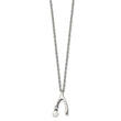 Stainless Steel Polished Wishbone Imitation Pearl 16in Necklace - Birthstone Company