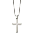Chisel Stainless Steel Brushed and Polished .01 carat Diamond Cross Pendant on a 22 inch Ball Chain Necklace - Birthstone Company