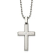 Chisel Stainless Steel Brushed and Polished .01 carat Diamond Cross Pendant on a 22 inch Ball Chain Necklace - Birthstone Company