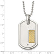 Chisel Stainless Steel Polished with 18k Gold Accent .01 carat Diamond Dog Tag on a 24 inch Ball Chain Necklace - Birthstone Company