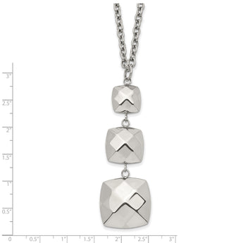 Stainless Steel Polished Hollow Squares Dangle Necklace - Birthstone Company