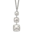 Stainless Steel Polished Hollow Squares Dangle Necklace - Birthstone Company