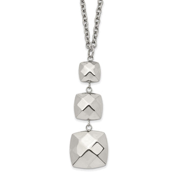 Stainless Steel Polished Hollow Squares Dangle Necklace - Birthstone Company