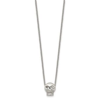 Stainless Steel Polished Skull Necklace - Birthstone Company