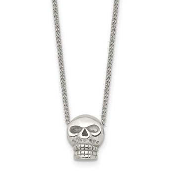Stainless Steel Polished Skull Necklace - Birthstone Company