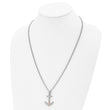 Chisel Stainless Steel Polished with 14k Gold and .02 Carat Diamond Anchor Mariner Cross Pendant on a 24 inch Curb Chain Necklace - Birthstone Company