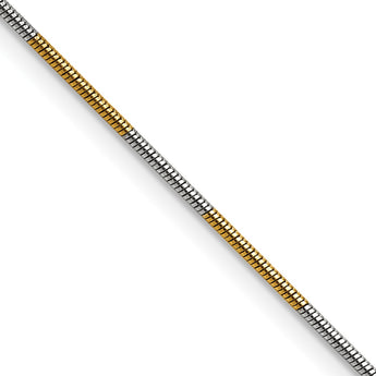 White & Yellow Rhodium over Brass 1.00mm 2 color plated Snake Chain - Birthstone Company