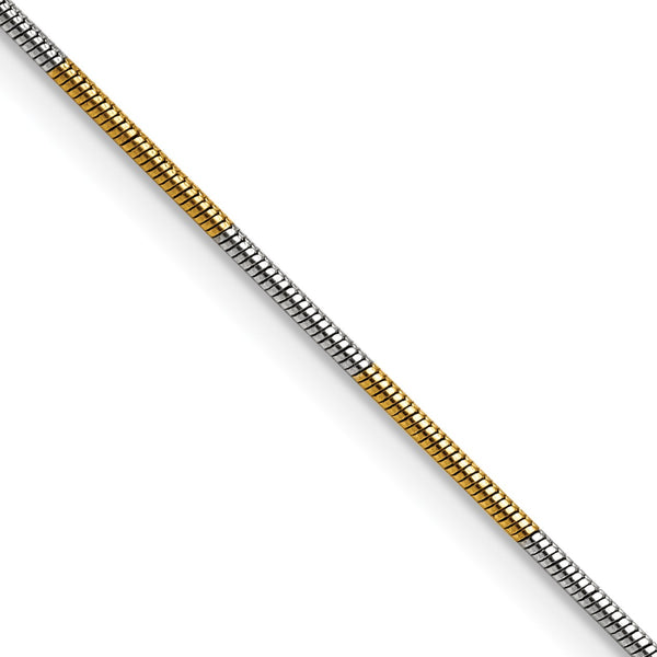 White & Yellow Rhodium over Brass 1.00mm 2 color plated Snake Chain - Birthstone Company