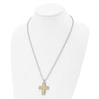Chisel Stainless Steel Polished with 18k Gold Accent .02 carat Diamond Cross Pendant on a 24 inch Ball Chain Necklace - Birthstone Company
