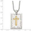 Stainless Steel w/18k Polished Laser Etched w/.01ct Dia Cross Necklace - Birthstone Company