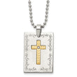 Stainless Steel w/18k Polished Laser Etched w/.01ct Dia Cross Necklace - Birthstone Company