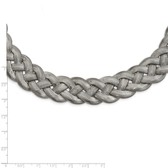 Stainless Steel Polished Braided with 3.5in ext. Necklace - Birthstone Company