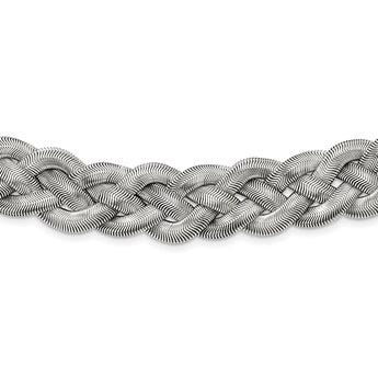 Stainless Steel Polished Braided with 3.5in ext. Necklace - Birthstone Company