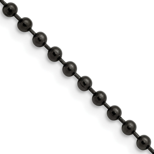 Stainless Steel 3.0mm IP Black-plated 30in Ball Chain - Birthstone Company