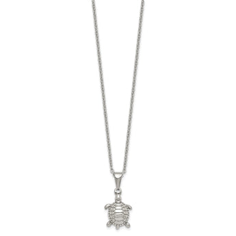 Stainless Steel Polished 22 inch Turtle Necklace - Birthstone Company