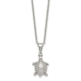 Stainless Steel Polished 22 inch Turtle Necklace - Birthstone Company
