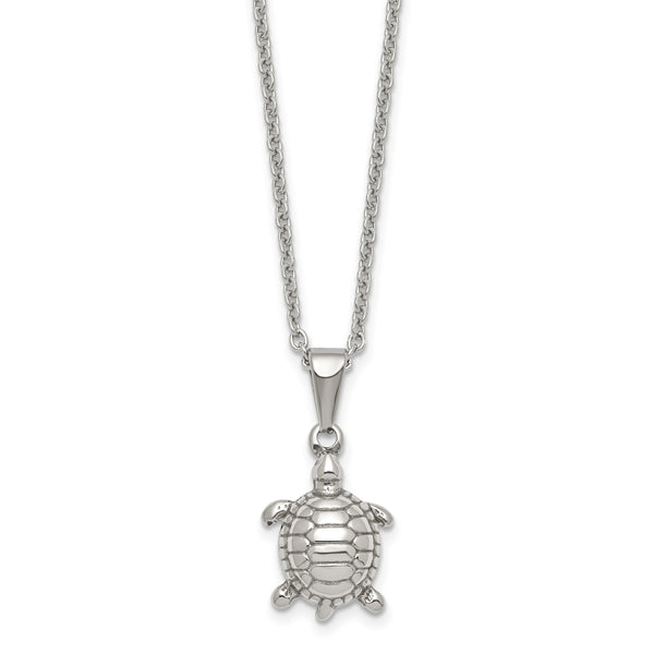 Stainless Steel Polished 22 inch Turtle Necklace - Birthstone Company