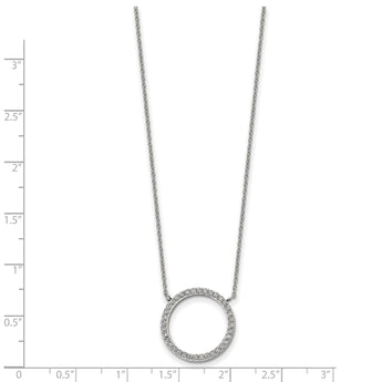 Stainless Steel Polished with CZ Circle with 2.5in ext. 17in Necklace - Birthstone Company