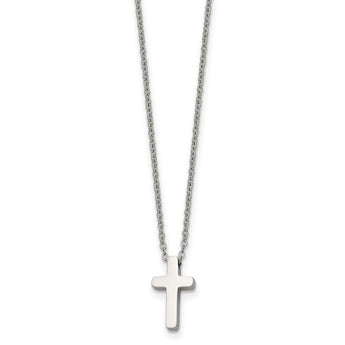 Stainless Steel Polished Cross 16inch Necklace - Birthstone Company