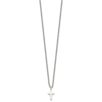 Stainless Steel Polished 11mm Cross 18 inch Necklace - Birthstone Company