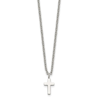 Stainless Steel Polished 11mm Cross 18 inch Necklace - Birthstone Company