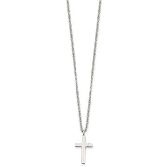 Stainless Steel Polished 20mm Cross 18 inch Necklace - Birthstone Company