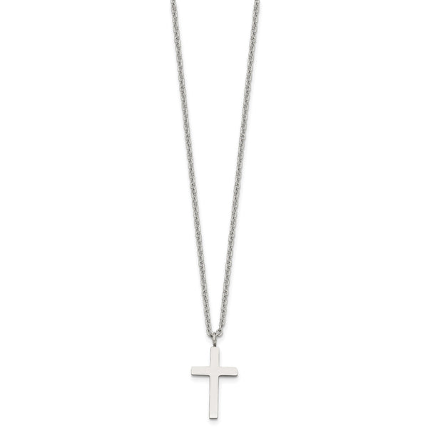 Stainless Steel Polished 20mm Cross 18 inch Necklace - Birthstone Company