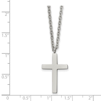 Stainless Steel Polished Cross 18 inch Necklace - Birthstone Company