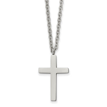 Stainless Steel Polished Cross 18 inch Necklace - Birthstone Company