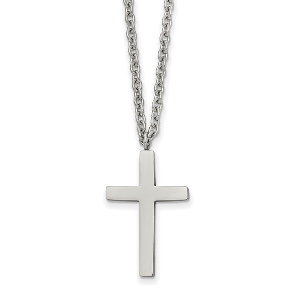 Stainless Steel Polished Cross 18 inch Necklace - Birthstone Company