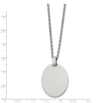 Stainless Steel Polished Oval 22in Necklace - Birthstone Company