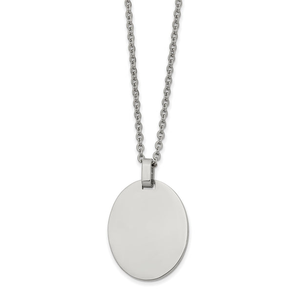 Stainless Steel Polished Oval 22in Necklace - Birthstone Company