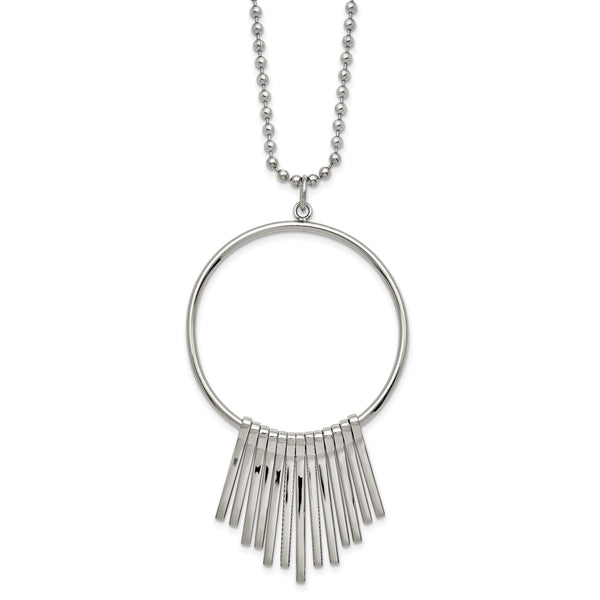 Stainless Steel Polished Circle 22in Necklace - Birthstone Company
