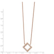 Stainless Steel Polished Rose IP-plated CZ with 2.5in ext. 17in Necklace - Birthstone Company