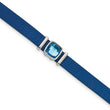 Stainless Steel Polished Blue Leather with Crystal w/1.75in ext. 13in Choke - Birthstone Company