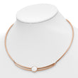 Stainless Steel Polished Rose IP-plated with Crystal w/1in ext 15in Choker - Birthstone Company