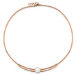 Stainless Steel Polished Rose IP-plated with Crystal w/1in ext 15in Choker - Birthstone Company