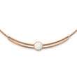 Stainless Steel Polished Rose IP-plated with Crystal w/1in ext 15in Choker - Birthstone Company