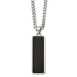 Stainless Steel Polished Black Onyx Inlay 22in Necklace - Birthstone Company