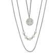 Chisel Stainless Steel Polished with Freshwater Cultured Pearls and Tree Pendant on 31 inch with 2 inch Extension Multi Chain Necklace - Birthstone Company